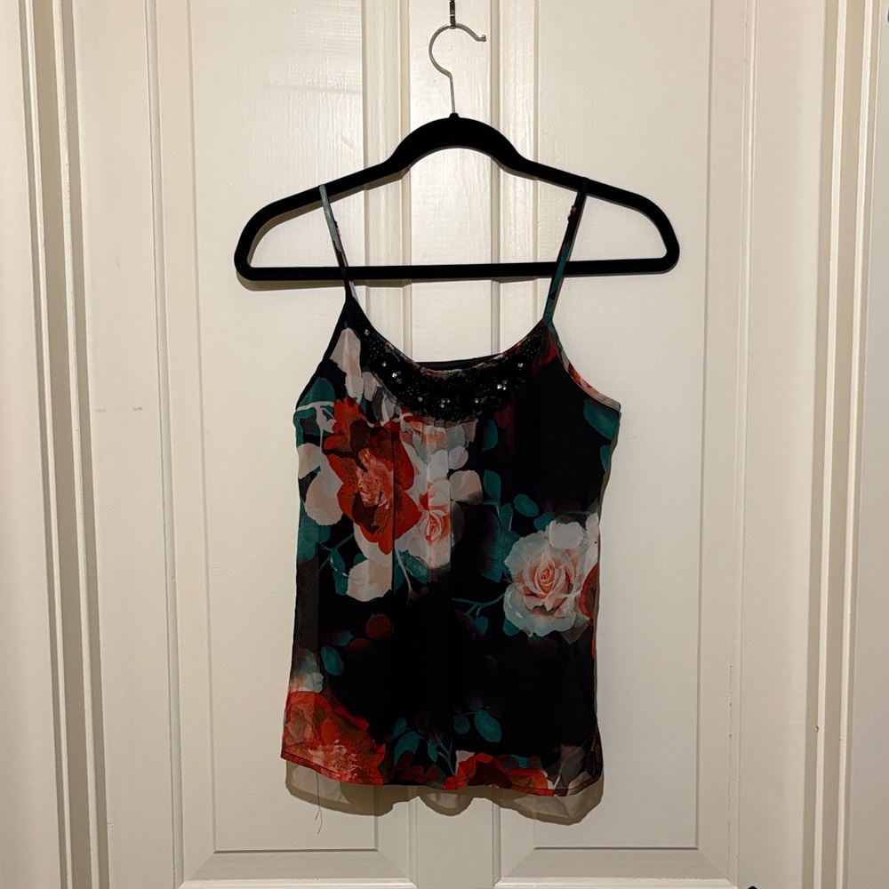 Candie's Black and Red Floral Camisole